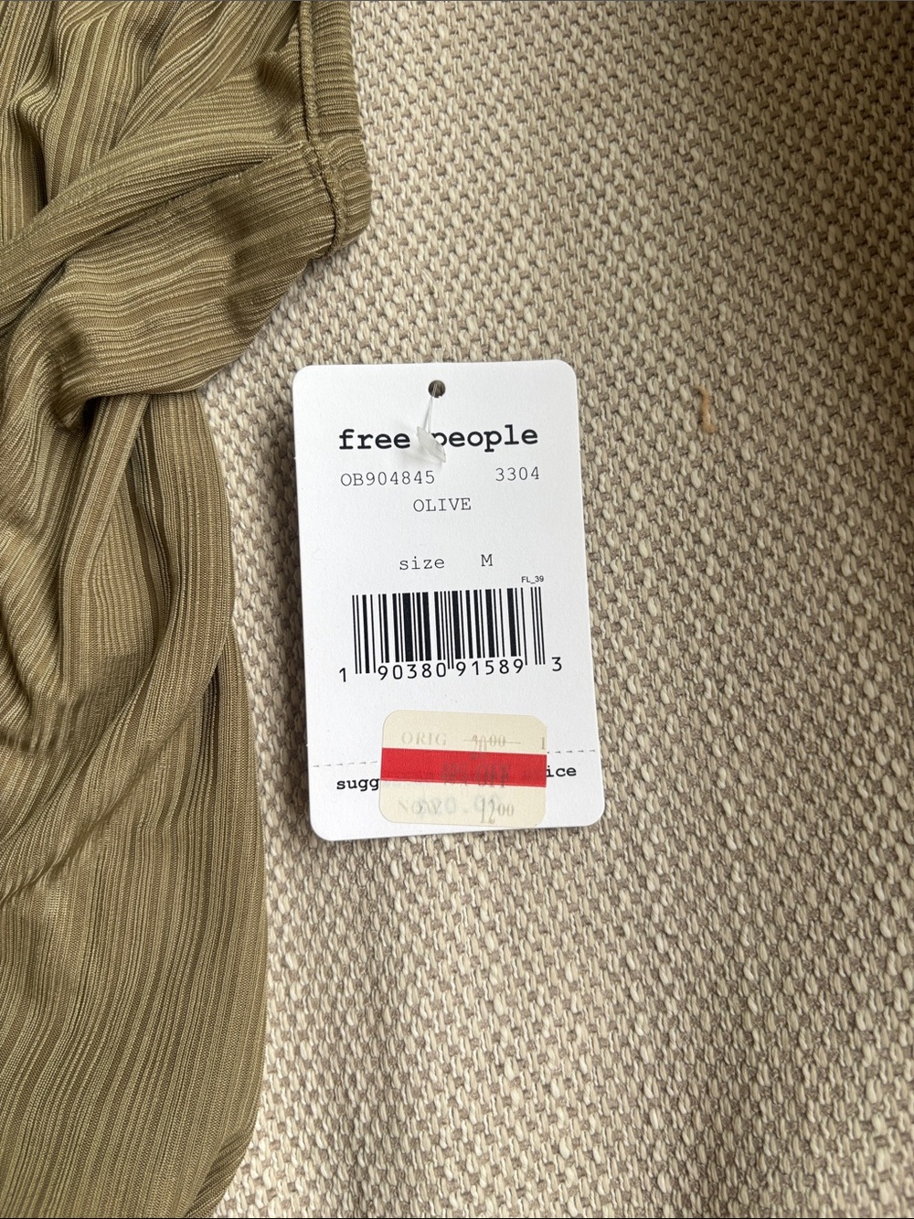 Free People Ribbed Racerback Tank in Olive - Picture 2 of 3